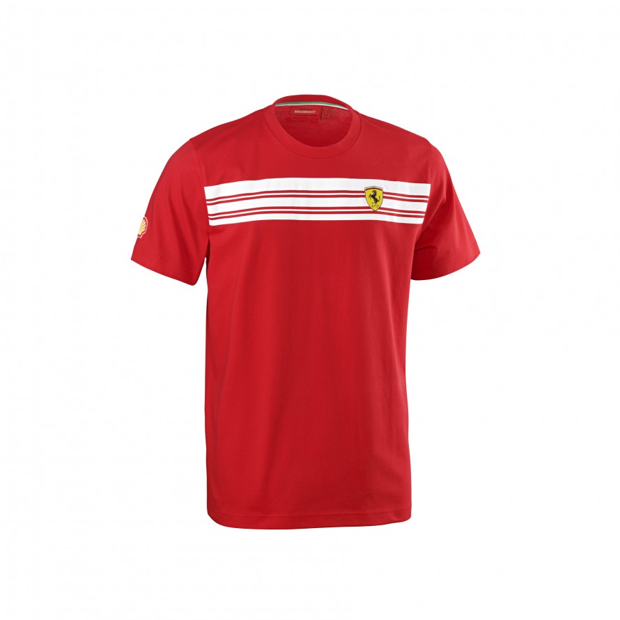 Mens Striped Polo Red
